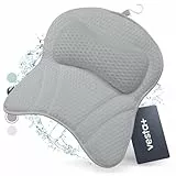 Vesta+ Badewannenkissen Grau L mit Saugnäpfen, Badekissen Testsieger als Badewannenkissen Nacken – Nackenkissen Badewanne, Das Badekissen für Badewanne, Badewannen Kissen – Duschkissen Badewanne