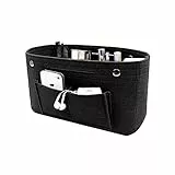 QINERSAW Taschenorganizer Filz Handtaschen Organizer Schwarz Innentasche für Handtaschen Filz Tasche Organizer Taschen Innen Filztasche 25 x 10 x 15cm Bag in Bag Handtasche für Tote Neverfull Speedy