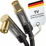 KabelDirekt – 4K Antennenkabel, Koaxialkabel, TV Kabel 90° gewinkelt/gerade – 2m – Fernsehkabel digital/analog – Erhältlich in 0,5-20m (Winkel-Buchse/gerader Stecker, DVB-C/DVB-T/DVB-S, schwarz)