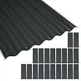Thanaddo Wellplatten Metall Blech, 20er Set Wellplatte Dach Platten Stahlblechdachplatten mit Schrauben, wetterfest UV beständig Welldach, 52 x 108 cm - 20 Stk.（Schwarz)