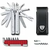 Victorinox Multifunktionstool, Swiss Tool X Plus, Taschen Werkzeug, 38 Funktionen, Kombi-Spitzzange, Feststellklinge, Leder-Etui
