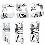 Nähfüße für Nähmaschine Rollsaumß,6 Stück Nähfüsse Rollsaumfuß Edelstahl,3 Nähfüße für schmalen Rollsaum (3/4/6 mm), 3 Nähfüße für Breiten Rollsaum (4/8,6/8,8/8 Zoll),Rollsaumfuß Nähzubehör