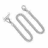 MIRKUZI Taschenuhrenketten 1 Stück silberne Taschenuhrkette, Taschenuhrkette aus Metall, Herren- und Damenbekleidung, dekorative Geldbörsenkette (Silber)
