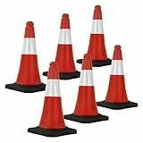 ECD Germany 4 Stück Verkehrskegel Pylone 51 cm, Rot-Weiß, Leitkegel mit schwerem Fuß, Verkehrsleitkegel mit weißen reflektierenden Streifen, Warnleitkegel Warnkegel Verkehrshütchen Markierungskegel