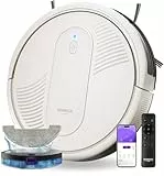 MONSGA Saugroboter mit Wischfunktion 4000PA, Saug und Wischroboter 3 in 1,140Min Laufzeit, 2 Bürsten,Staubsauger Roboter mit Auto-Teppich-Boost für Tierhaare Teppich Böden, APP Steuerung(beige)