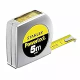 STANLEY Maßband Powerlock Bandmaß 0-33-932 (Maßband 5m Länge mit Sichtfenster, extra starkes Band, Mylar-Schutzschicht, verchromt, Gürtelclip)