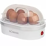 Bomann® Eierkocher 6 Eier | mit akkustischem Signal (Summer) | inkl. Messbecher und Eipicker | Egg Cooker | Heizschale antihaftbeschichtet | Egg Boiler | EK 5022 CB weiß