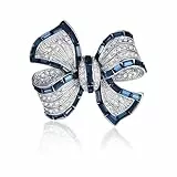 BelleFlair Damen Brosche Silber Schleife, Vintage Schmuck Kristall Blaue Strass Anstecknadel, Elegante Broschen & Anstecknadeln für Damen, Modische Kleidung Accessoires für Hochzeit Party Bankett