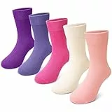 PUTUO Kinder Socken für Jungen Mädchen: Nahtlose Kindersocken aus Bambusviskose – Weiche Atmungsaktiv Unisex Kinder Strümpfe Größe 27-30 für Schule Alltag 5 Paar Bunt