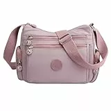 Shengxi Umhängetasche für Damen Wasserdicht Nylon Crossbody Bag Mittelgroß Handtasche Damen Leichte Schultertasche mit Breitem Schultergurt Messenger Bag für Einkaufen Reisen (Lila)