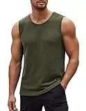 COOFANDY Herren Tops Aschelshirt Sportlich Tee Sport Tank Top Fitness Ärmellos Muskelshirt Work Out Tops Grün XL