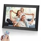 Vicloon 10,1' Digitaler Bilderrahmen, HD IPS Bildschirm, Automatisch Drehende, Foto/Musik/Video Player/Kalender/Alarm, mit Fernbedienung, Unterstützung USB/SD-Karte, Wandmontierbar (Non WiFi)