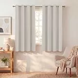 BellaHills Verdunklungsvorhänge Kurz Thermovorhang Wohnzimmer Elfenbeinweiß H145xB140cm 2er Set Gardinen Blickdicht Kälteschutz Wärmeisolierend Ösenschal Schlafzimmer Blackout Curtains for Living Room