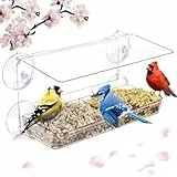 MrCrafts Nature Fenster-Vogelfutterstation mit abnehmbarem Tablett, große Kapazität, starke Saugnäpfe für den Außenbereich, Futterspender für Wildvögel, Eichhörnchen, Kardinäle, Küken, Spechte