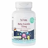 Beta Carotin 15 mg - 120 Softgels - 2,5 mg Retinoläquivalent (RAE) / 5000 I.E. Vitamin A, 4 Monats-Versorgung | Qualität aus Deutschland von ViVe Supplements