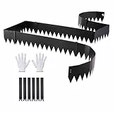 VEVOR Rasenkante 6er-Pack 1016x203 mm, Beeteinfassung mit 6 Befestigungsclips, Biegsame Rasenbleche aus Verzinktem Stahl, Mähkante, Palisade Beetumrandung für Blumenbeete & Gartenwege, Schwarz