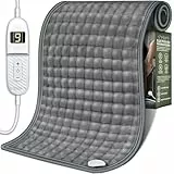 sinnlein® Heizkissen aus Fleece 30 x 60 cm | elektrisches Wärmekissen mit Abschaltautomatik | 6 Temperaturstufen | waschbar bis 40°C | Digitalanzeige (Grau)