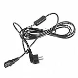 Mextronic Netzkabel 3 m Schuko Schutzkontaktstecker (gewinkelt) + Schalter 300SW C13 schwarz