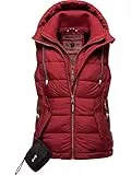 MARIKOO Damen leichte Übergangsweste Steppweste mit Kapuze Taisaa Blood Red Gr. M