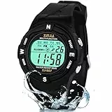 TENOCK Kinder Digitaluhr für Jungen,LED Sportuhren für Kinder, 50M Wasserdicht Digital Uhren mit Alarm Stoppuhr, Geschenke für Ihre Kinder Alter 4-15(Schwarz)