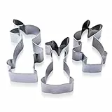 Zenker Ausstecher-Set Hasenfamilie 3tlg – für Osterplätzchen, Edelstahl, spülmaschinenfest, Designed in Germany, Silber