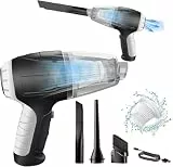 Handstaubsauger Akku 20000Pa,Kabelloser Autostaubsauger Starke Saugkraft & HEPA-Filter & 3 Düsen Mini Staubgebläse für Tierhaare,Teppich,Sofa,Büro,Küche