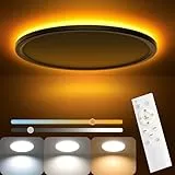 AmazeFan LED Deckenleuchte Dimmbar - 34W 3400LM Deckenlampe mit Fernbedienung - 8W Nachtlicht Warm-LED Deckenleuchte Flach für Schlafzimmer Kinderzimmer Wohnzimmer-Rund (34W-39CM-Weiß)