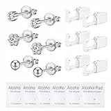 WillTen 6er Ohrloch Stecher Set mit Built-in Gemischt Studs Ohrringe Selber Stechen, Ohrlochpistole Piercing Pistole Piercing Stechen Silber