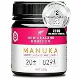 New Zealand Honey Co. Manuka Honig MGO 829+ / UMF 20+ | Aktiv und Roh - Hergestellt in Neuseeland - Zertifiziertem Methylglyoxal Gehalt - 250g - Raw Honey - Rohhonig
