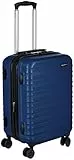 Amazon Basics Erweiterbarer Hartschalen-Kabinenkoffer – ABS-Reisegepäck mit 4 Spinner-Doppelrollen – Kratzfeste und leichte Konstruktion – 37,5cm x 25,5cm x 55,0cm – Marineblau