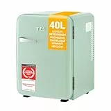 TZS First Austria - Retro Mini Kühlschrank 40L lautlos - Kleiner Minikühlschrank im Vintage-Design mit Innenbeleuchtung & 2 Türfächern - Minibar für Camping, Büro, Schlafzimmer & Hotel - mint