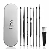 Hion Ohrenreiniger, Ohrenschmalz Entferner 8 in1 Medizinischer Ohrreiniger aus Edelstahl mit Aufbewahrungskiste Ear Cleaner, Geeignet für Kinder Jugendliche und Erwachsene(Schwarz)