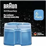 Braun 3-in-1 ShaverCare Reinigungskartuschen für Reinigungsstationen – ORIGINAL Kartuschen – Reinigt Rasierer 10x besser als Wasser, Scherkopfreiniger, Entfernt Haare und Hautpartikel – 6er Pack
