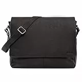 LEABAGS Leder Umhängetasche Herren I Arbeitstasche Herren I Laptoptasche Leder Herren bis 15 Zoll I Aktentasche Herren I Ledertasche Herren I Nature Schwarz