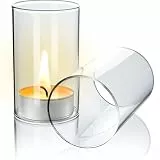 Tuuters 2er Set Windlichtgläser für Drinnen und Draußen aus Borosilikat-Glas – Ideal zum Verzieren (90 x Ø 50 mm, Ohne Boden)