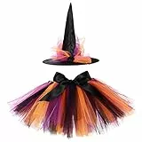 Magierin Hexenkostüm Mädchen Kinder Hexenhut Tutu Ballett Tanz Rock Halloween Hexenkleid Fasching Karneval Geburtstag Party