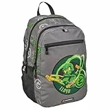 SKANDO BAGS Erweiterbarer Rucksack LEGO® NINJAGO®, Elemental Master of Energy: Geräumiger Rucksack mit zwei großen Reißverschlusstaschen, Fronttasche und seitlichen Netztaschen.