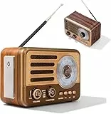 VEGOATY Retro Radio AM/FM/SW, Vintage Kofferradio mit 1200mAh Akku, Nostalgie Radio mit USB/TF/AUX MP3-Wiedergabe, Wiederaufladbares Küchenradio für Zuhause Büro Outdoor