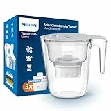 Philips Water Wasserfilterkanne +3 Geschmack+ Ersatzfilterkartuschen schneller Durchfluss elektronischer Timer filtert Chlor Kalk Schwermetalle und Mikroplastik 2,6 L