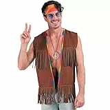 W WIDMANN MILANO Party Fashion - Kostüm Hippie, Fransenweste Herren, braun, Festival Outfit