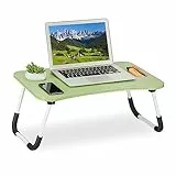 Relaxdays Laptoptisch für Bett & Couch, HxBxT: 26 x 63 x 40 cm, klappbarer Betttisch, MDF, Eisen, Notebooktisch, grün