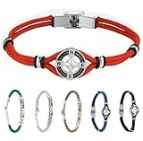 inSCINTILLE Surfer Armband Herren Rostfreier Stahl mit Nautischen Symbolen Verstellbare Länge mit Geschenkbox Enthalten (Kompassrose - Rot)