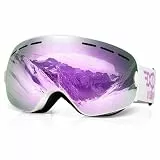 EXP VISION Snowboard Skibrille für Herren Damen Jugend, 100% UV400 Schutz Anti Beschlag über der Brille Winter Schneebrille mit sphärischer abnehmbarer Scheibe (lila)