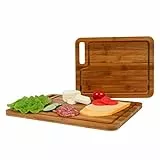 Axentia Schneidbrett Dima 2er-Set | FSC® 100% Bambus | Dunkles Holz | Robuste Qualität | Zwei Größen: 40x30x1,5 cm & 32x25x1,5 cm | Vielseitig einsetzbar | Umweltfreundlich & langlebig