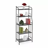Relaxdays Standregal, Stahl, HxBxT: 133 x 56 x 28 cm, Regal Küche & Bad, 5 Gitterablagen, Metallregal stehend, schwarz