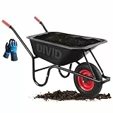 DIVID® Schubkarre 250Kg | 100Liter | Luftreifen mit Stahlfelgen | Schiebkarre | Bauschubkarre | Gartenschubkarre | Transportkarre mit robustem Stahlrahmen (Schwarz)