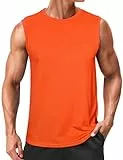 Wayleb Herren Ärmelloses Sport Tanktop Schnell Trocknend Atmungsaktiv Running Fitness Training Top Sommer Funktionsshirt Orange XL