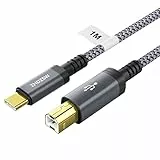 USB B anf USB C Kabel 1M USB C Druckerkabel Geflochten Geeignet für HP,Epson,CanonDrucker,Scanner,Lexmark,DAC,MIDI Tastatur,MacBook Pro,/Air, iMac XPS ASUS etc