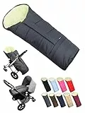 BambiniWelt by Rafael K. Fußsack [Winterfußsack für Kinderwagen] Buggy Schlitten Kuschelsack universal in Mumienform mit Lammwolle Größe anpassbar warm mit Reißverschluss waschbar (dunkelgrau)