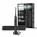 Philips Sonicare 4100 – elektrische Sonicare Zahnbürste für Erwachsene mit 1 x Philips W2 Optimal White Bürstenkopf in Schwarz, schlankem Reiseetui und USB-Ladegerät (Modell HX3683/54)